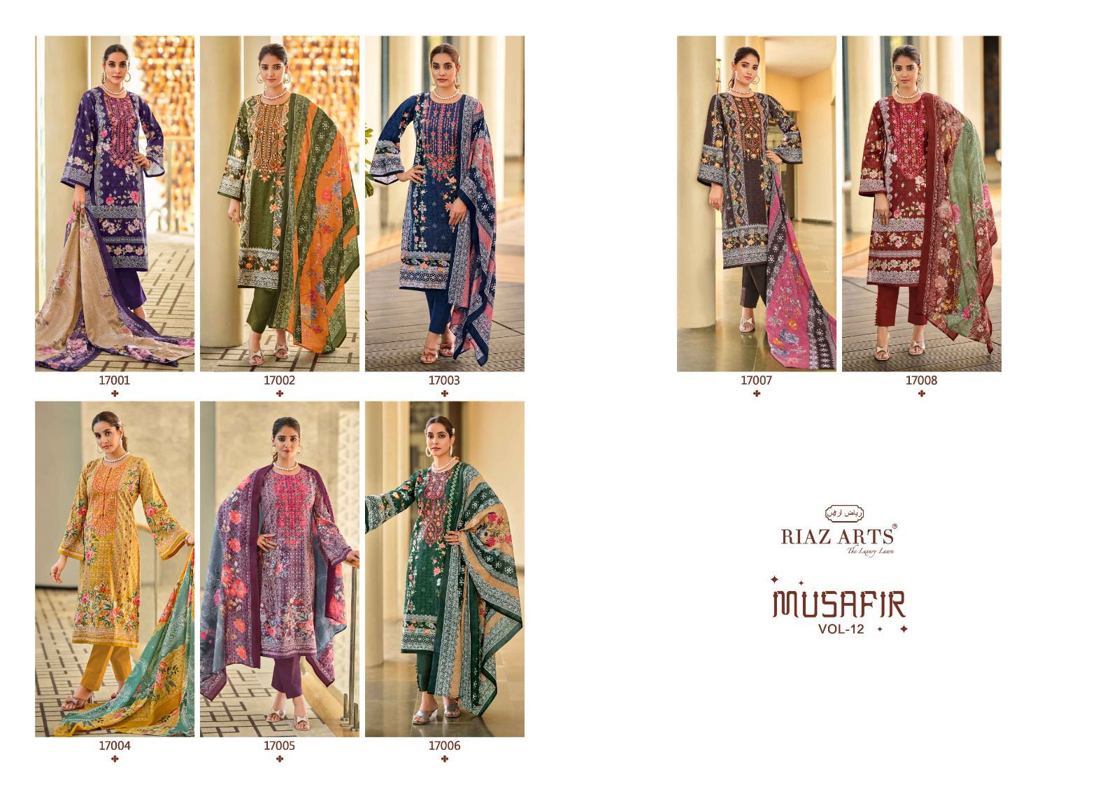 Musafir Vol 12 By Riaz Arts Printed Karachi Cotton Dress Material Wholesale Shop In Surat
